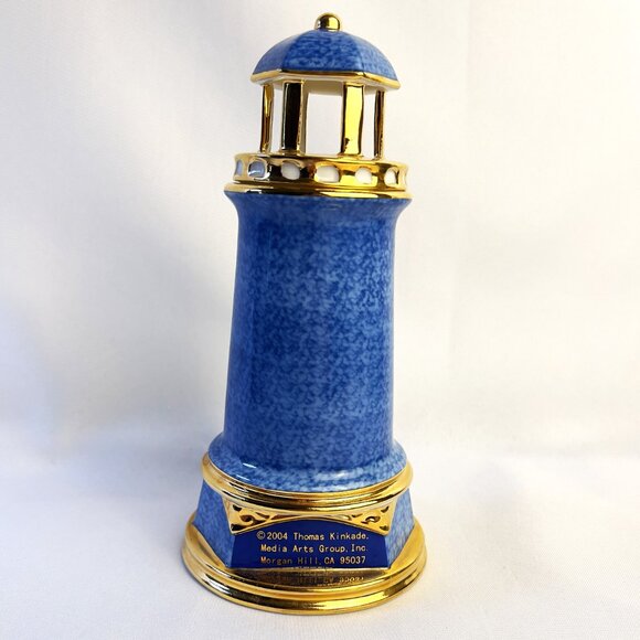 Thomas Kinkade "Light of Peace" Blue Lighthouse 2004 Illuminated Coastal Décor - Picture 5 of 11